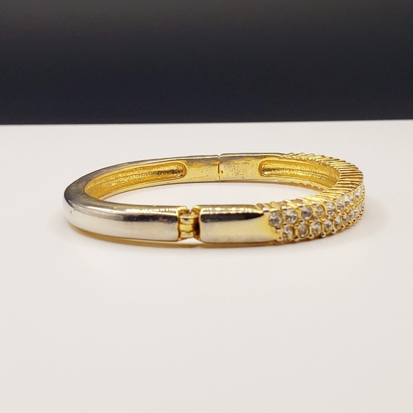 Rhinestone Row Bar Bangle Tennis Bracelet - Picture 5 of 10